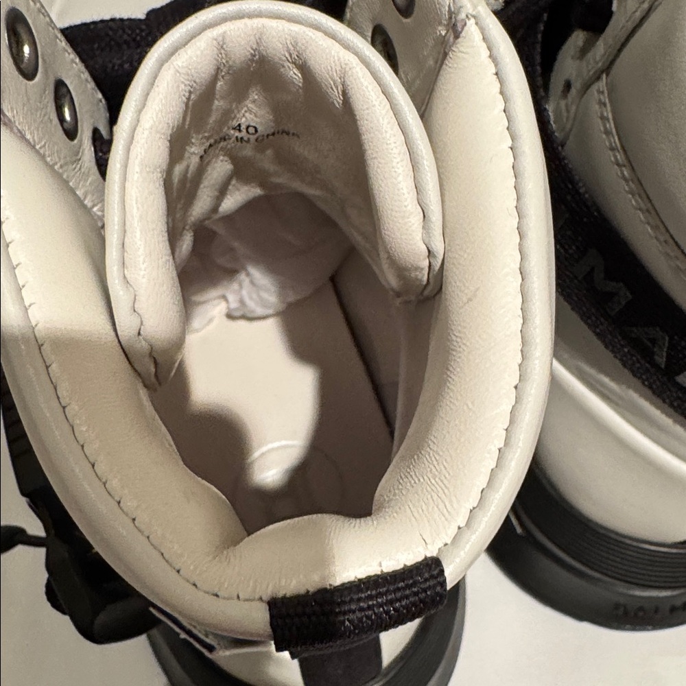 BALMAIN PARIS B TROOP HI-TOP SNEAKERS IN WHITE LEATHER W/BLACK LACES STRAPS EU40 - Picture 12 of 15